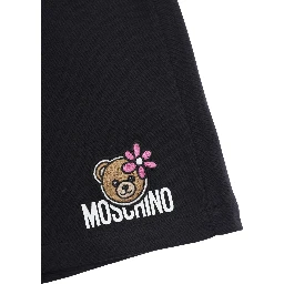Black Shorts with Logo Print on the Front in cotton for Girl