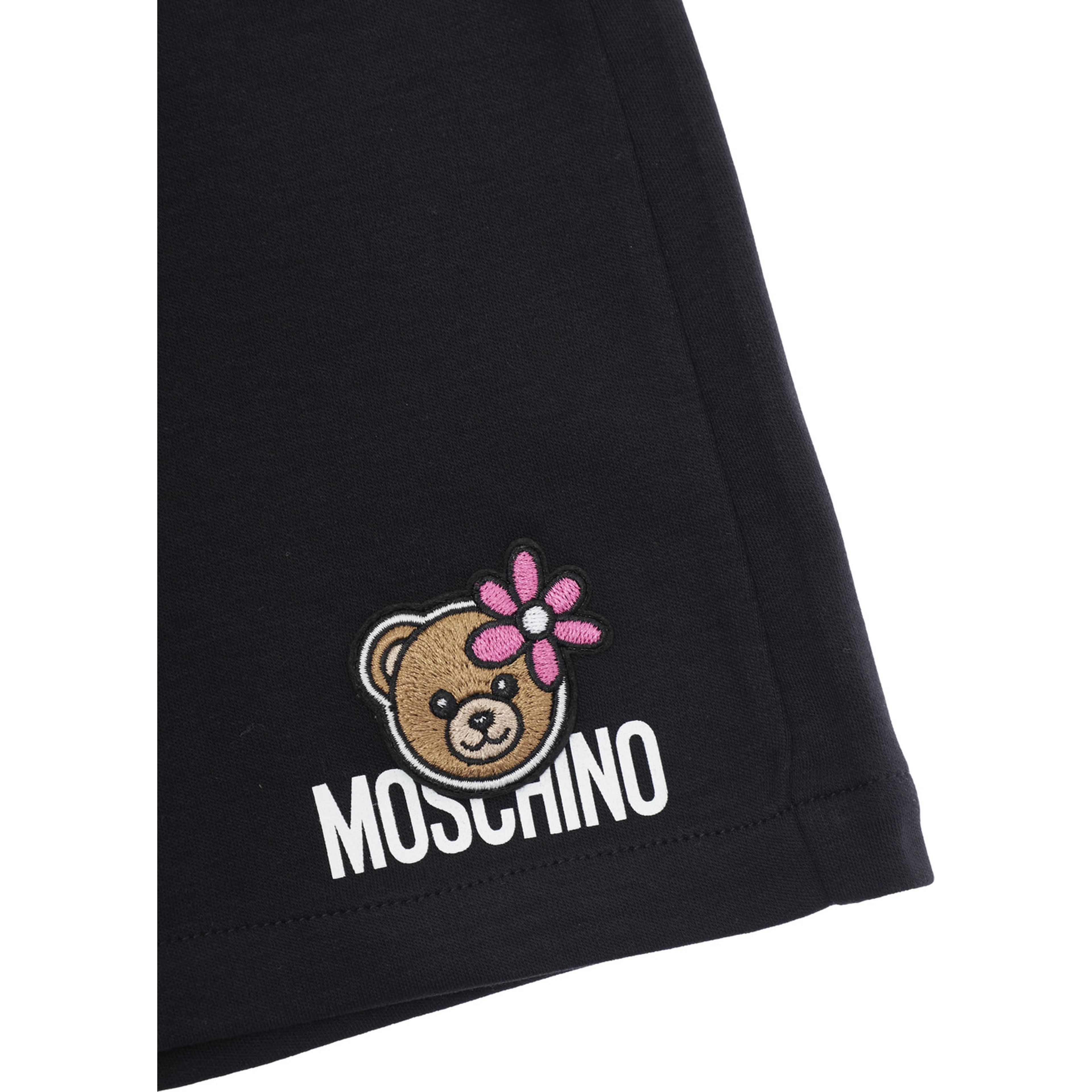 Black Shorts with Logo Print on the Front in cotton for Girl