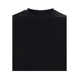 Black Crew neck T-shirt with tone-on-tone logo on the front in cotton for men