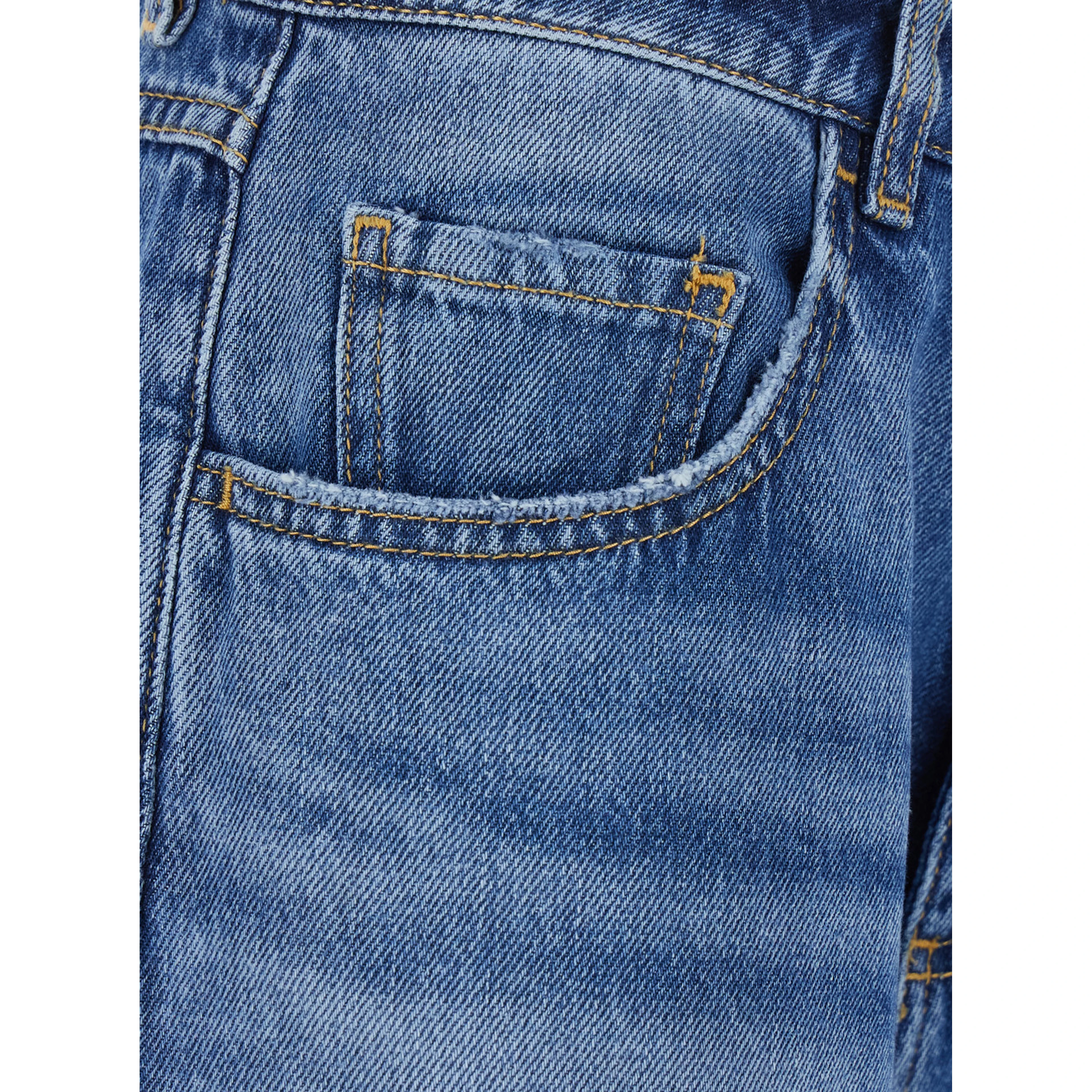 Blue Five-pocket jeans with logo patch on the back in denim for women