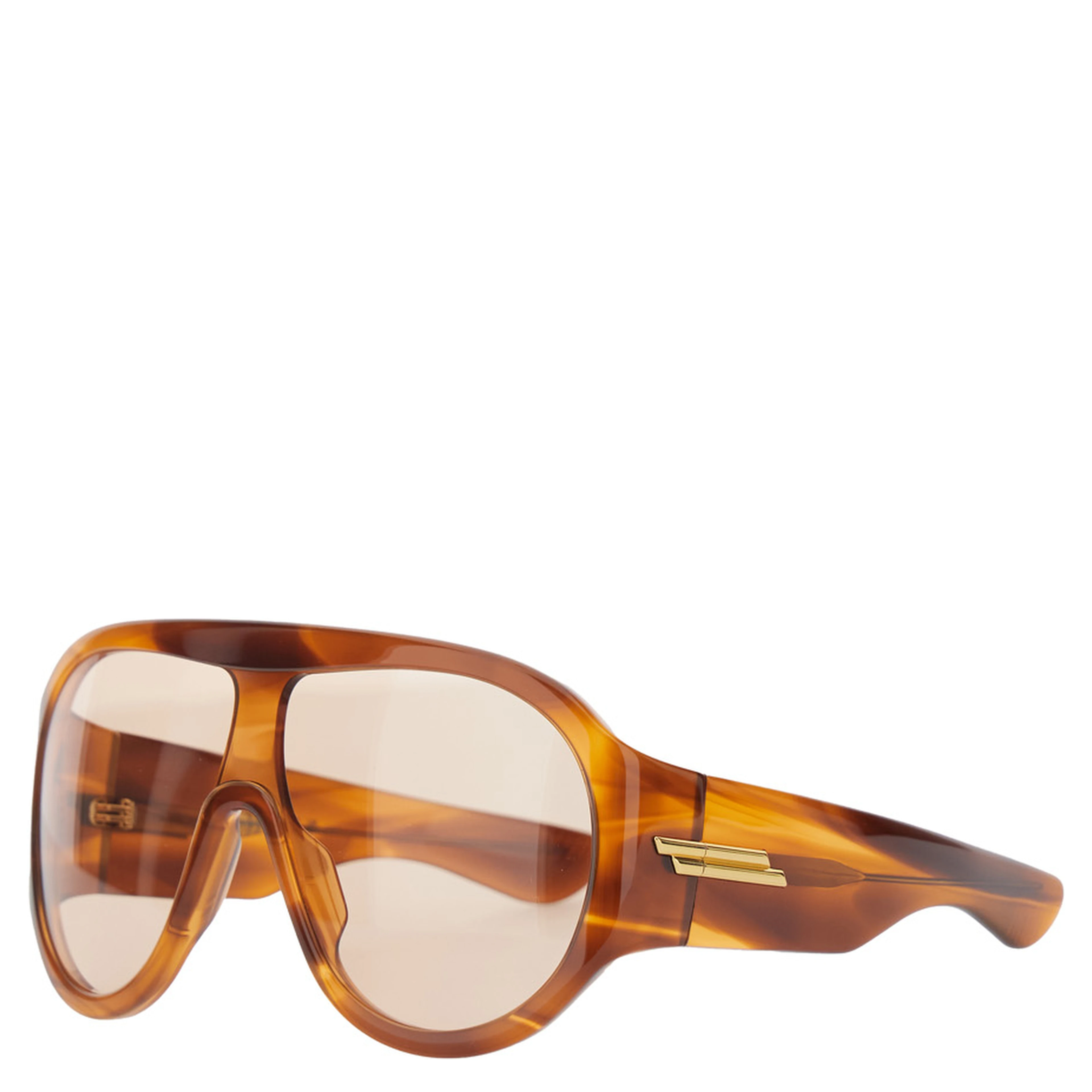 Shield Brown Sunglasses with geometric frame and side Logo in Acetate for Women