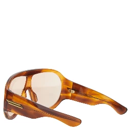 Shield Brown Sunglasses with geometric frame and side Logo in Acetate for Women