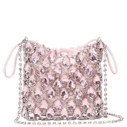 Handbag PINK CRYSTAL CHAINMAIL MINI BAG with rhinestone details - Tech Fabric - Pink - Women