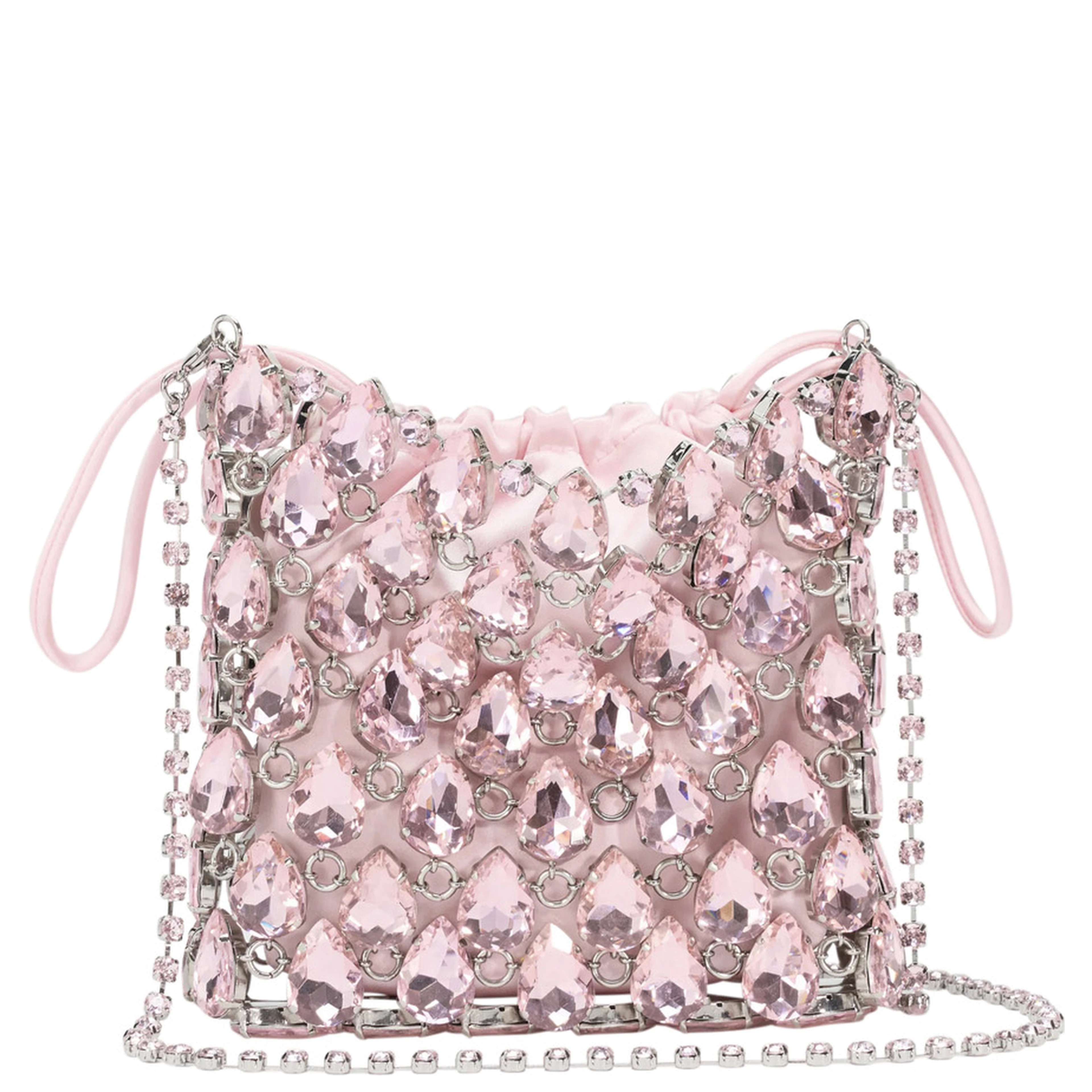 Handbag PINK CRYSTAL CHAINMAIL MINI BAG with rhinestone details - Tech Fabric - Pink - Women