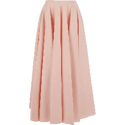 Pink A-Line Skirt with Flared Design in Cotton for Women