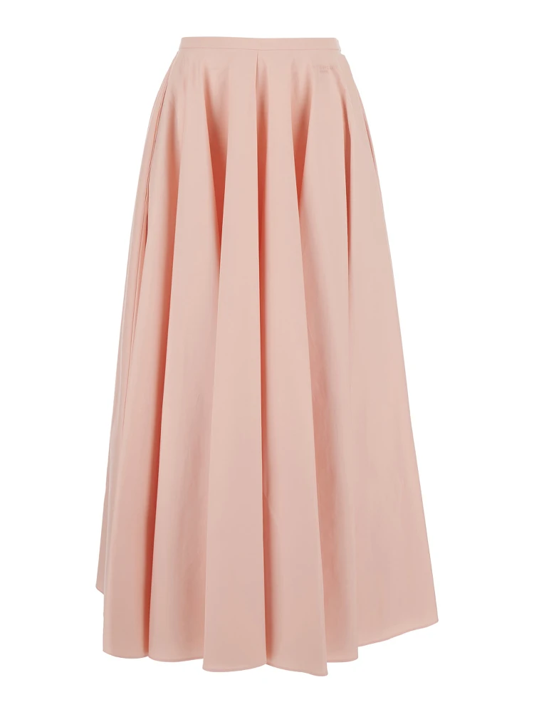 Pink A-Line Skirt with Flared Design in Cotton for Women