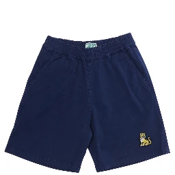 Blue Bermuda Shorts with Elastic Waist and Logo on Front in cotton Boy