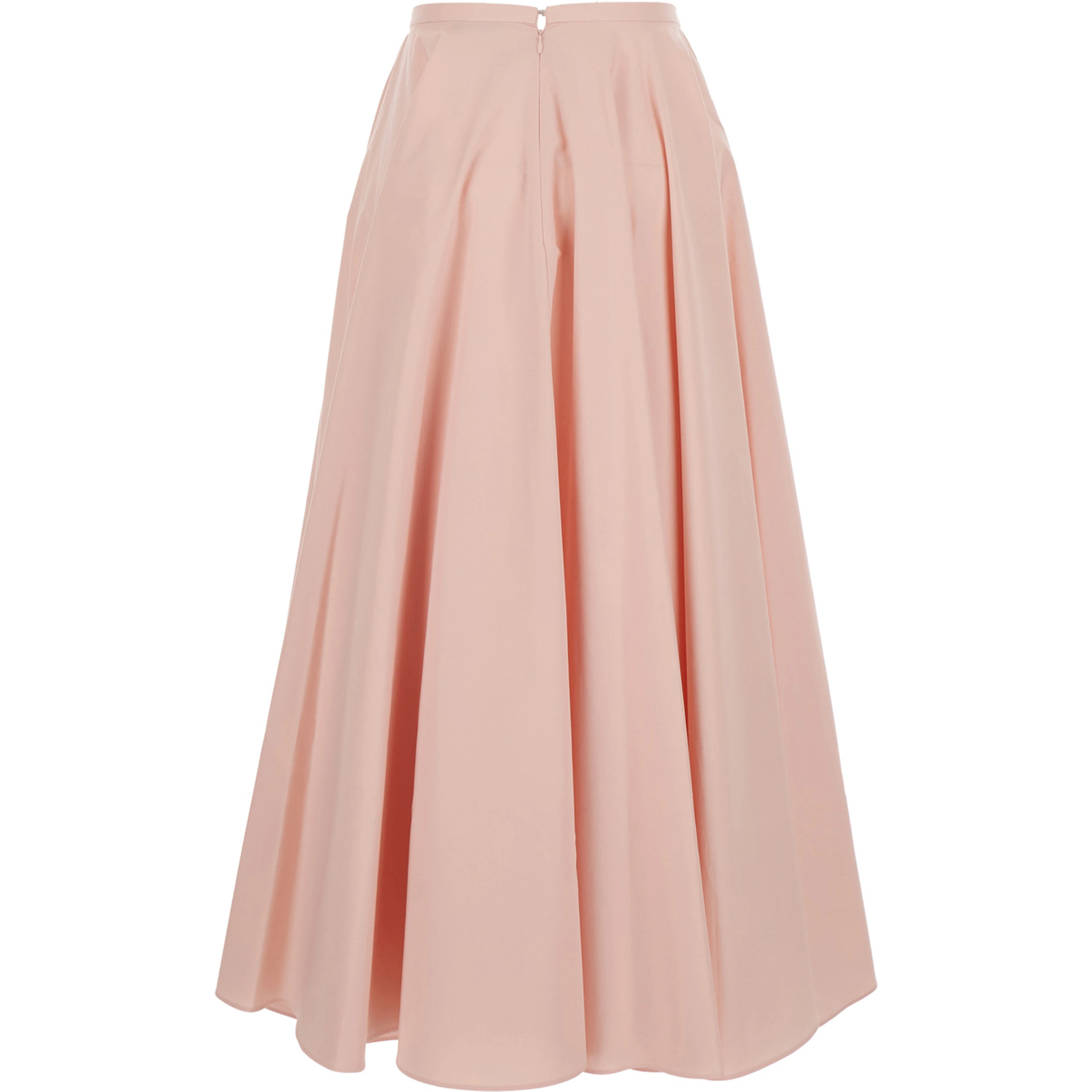 Pink A-Line Skirt with Flared Design in Cotton for Women