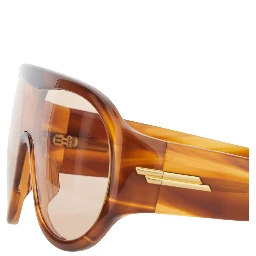 Shield Brown Sunglasses with geometric frame and side Logo in Acetate for Women