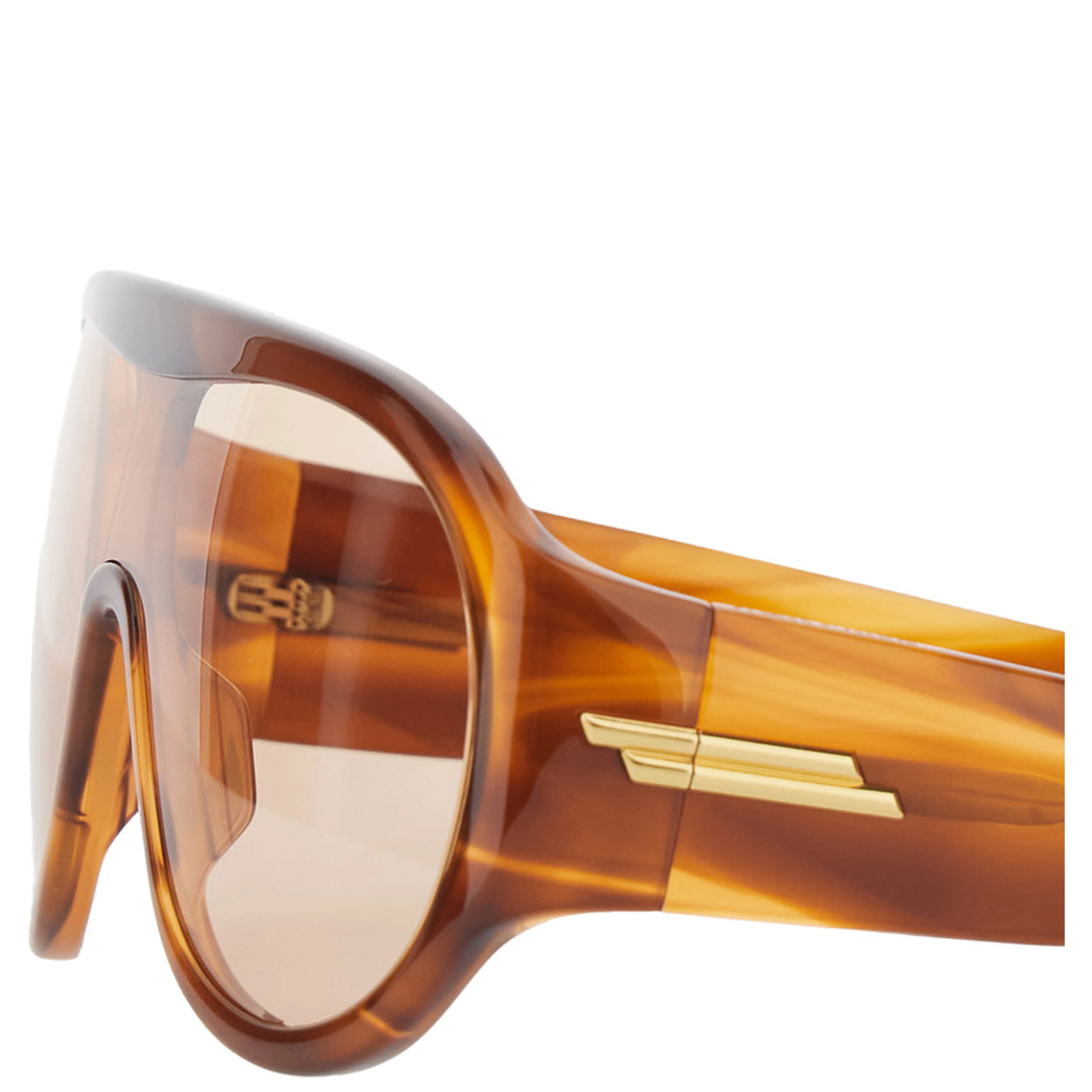 Shield Brown Sunglasses with geometric frame and side Logo in Acetate for Women