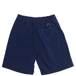 Blue Bermuda Shorts with Elastic Waist and Logo on Front in cotton Boy