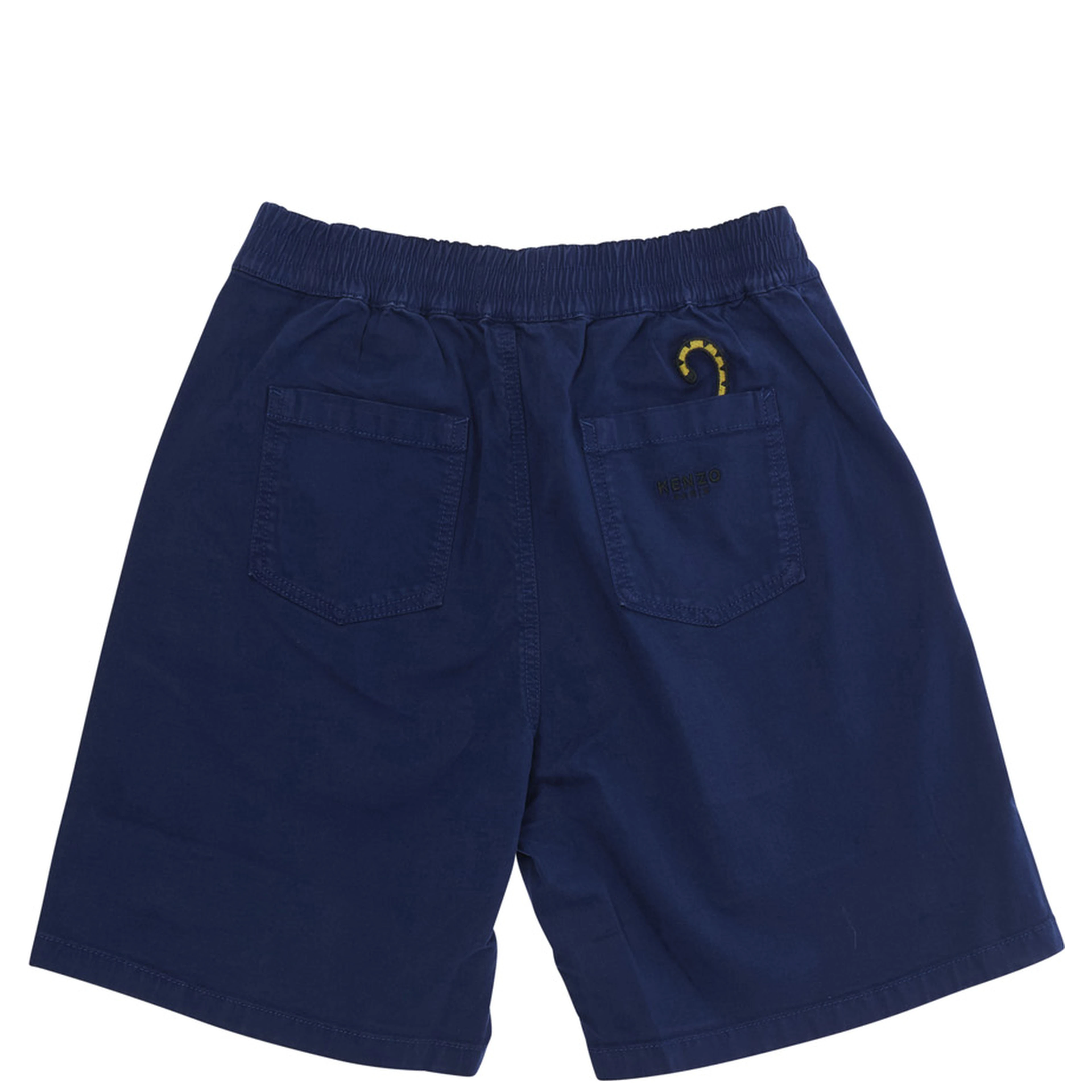 Blue Bermuda Shorts with Elastic Waist and Logo on Front in cotton Boy