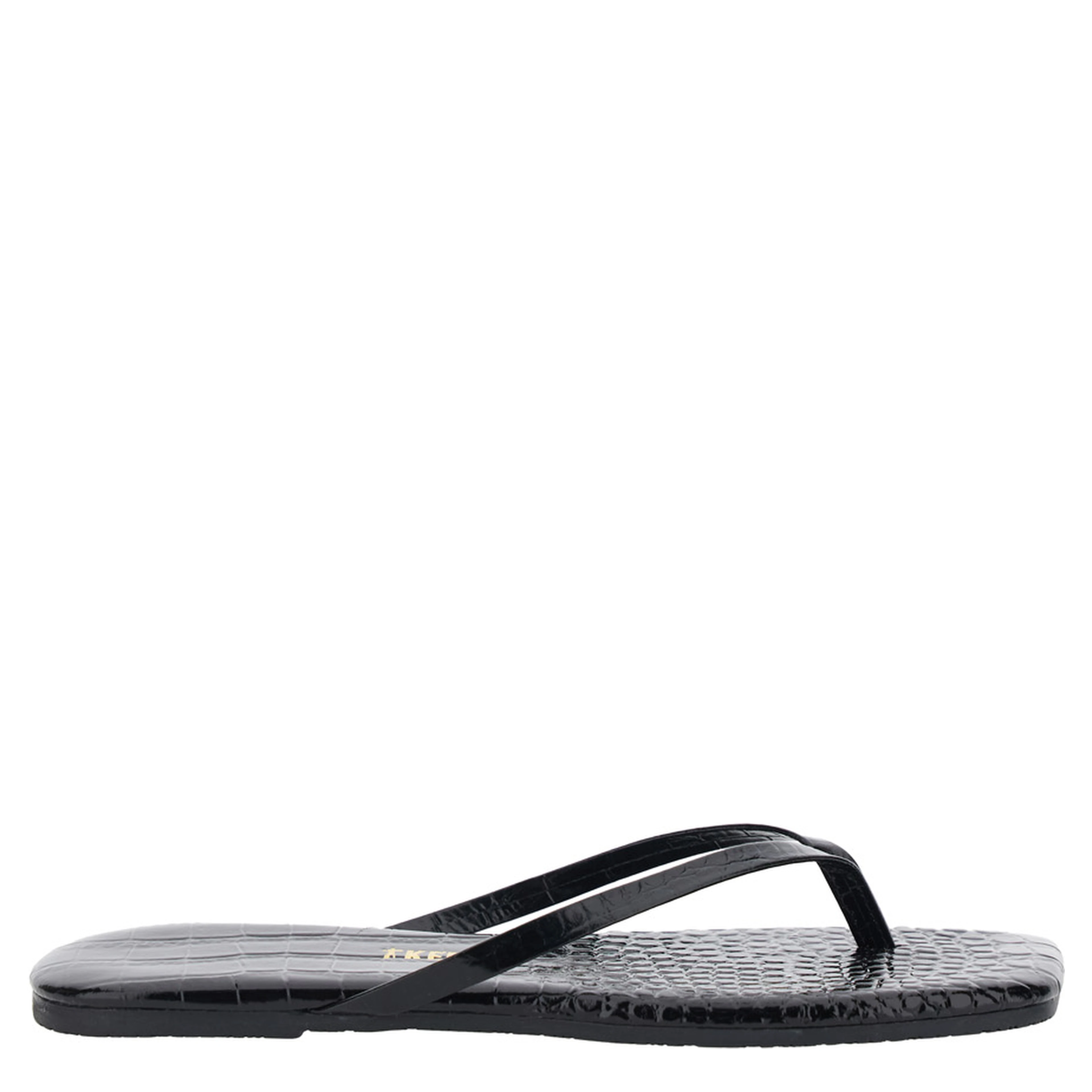 Lily Black Sandals with flip-flop design and Crocodile Effect in Leather Women