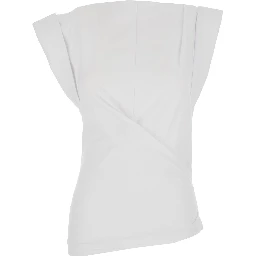 Maisan White T-Shirt with Asymmetrical Design and Logo Embroidery on the Back in Cotton for Women