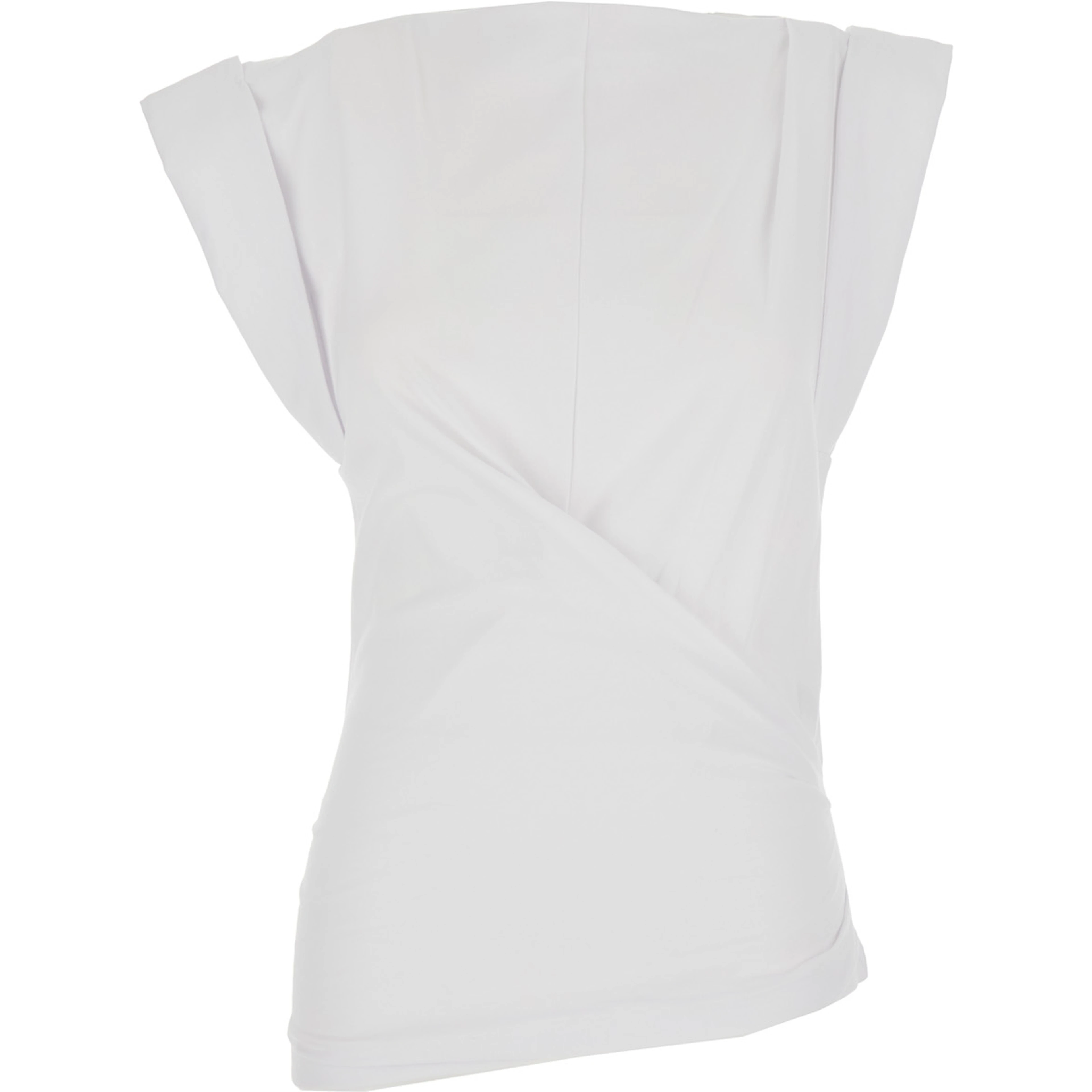 Maisan White T-Shirt with Asymmetrical Design and Logo Embroidery on the Back in Cotton for Women