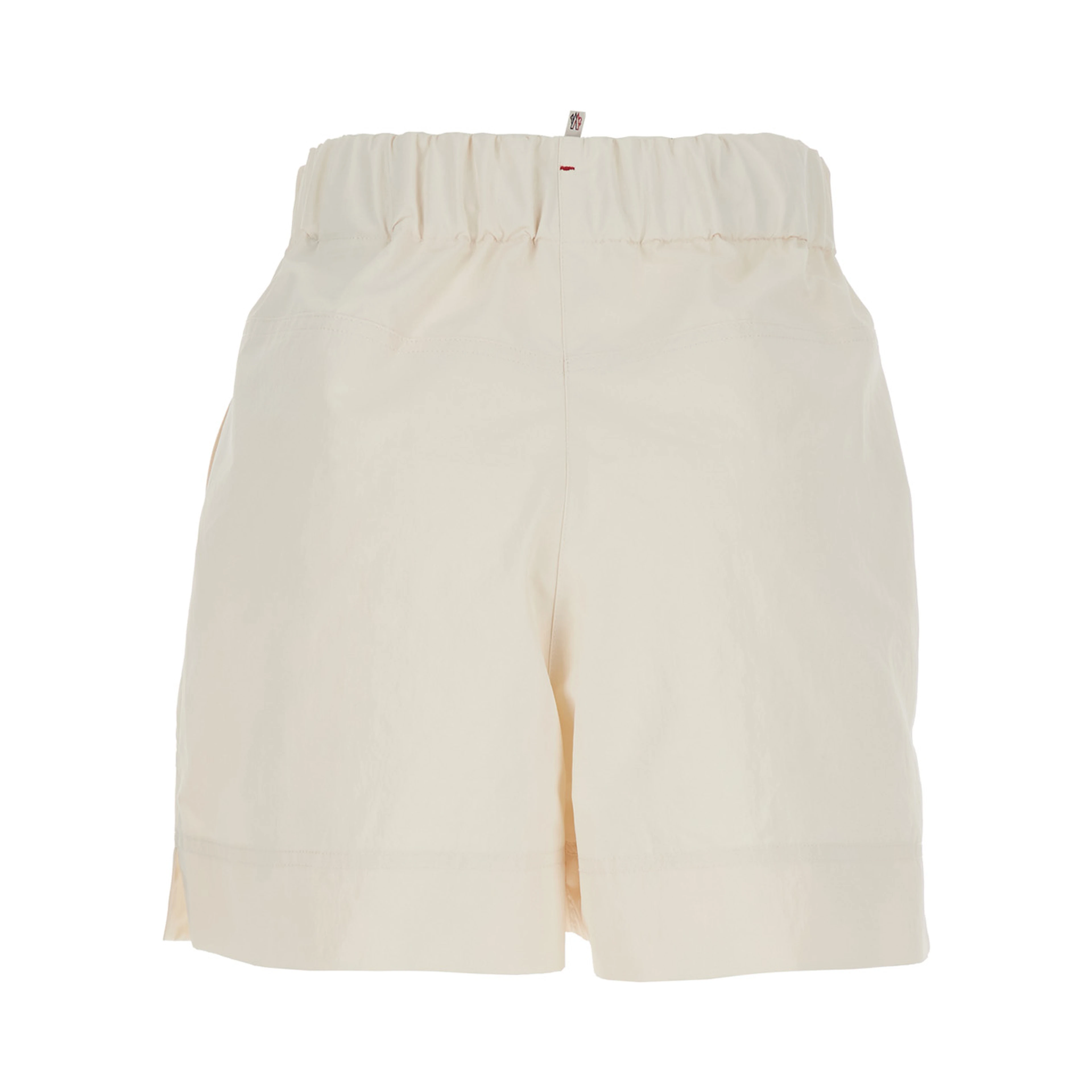White Shorts with Elasticated Waist and Drawstring and Logo Patch on the Side in Tech Fabric for Women