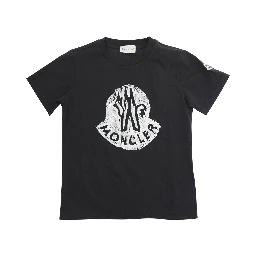 Black T-shirt with Logo Print in Cotton Boy