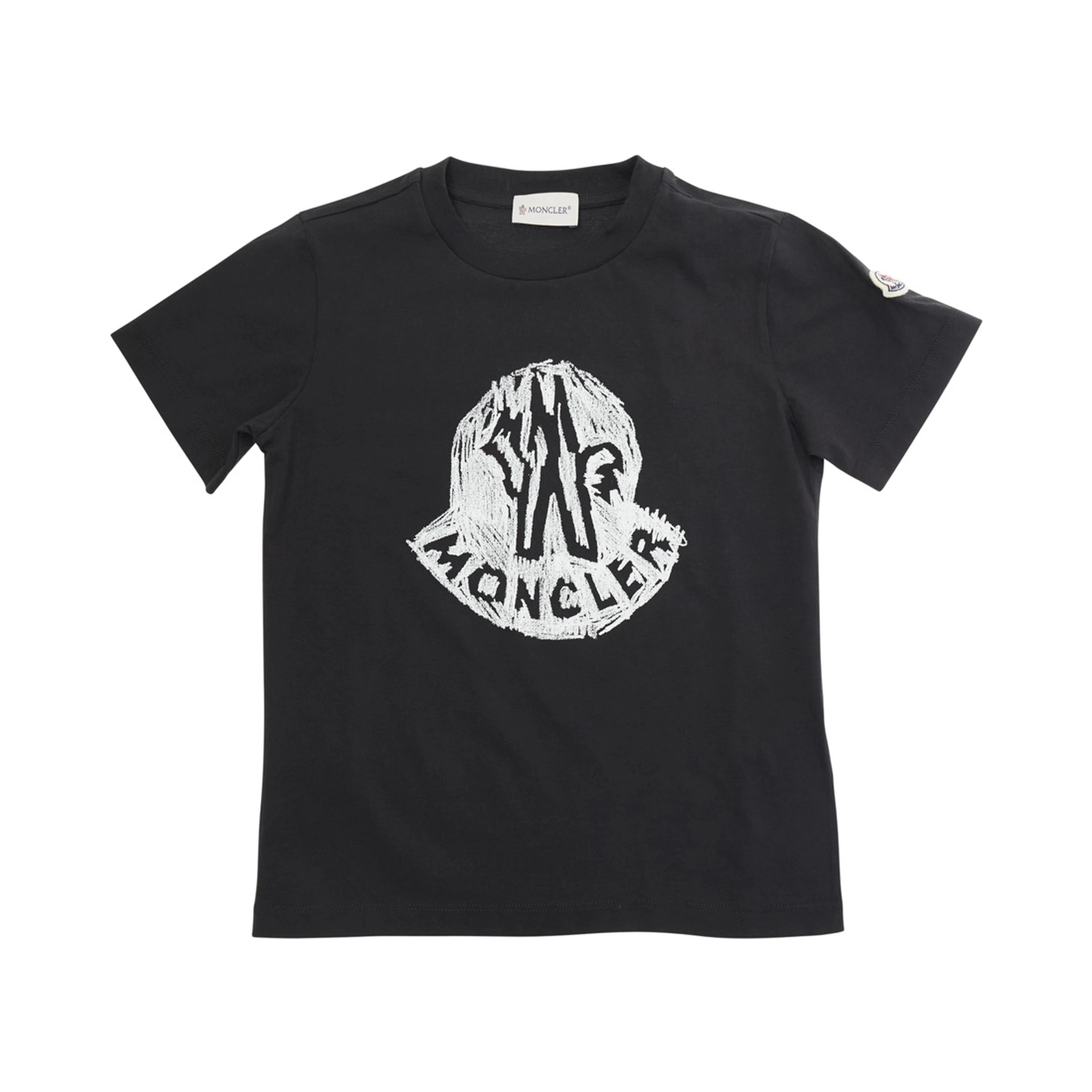 Black T-shirt with Logo Print in Cotton Boy