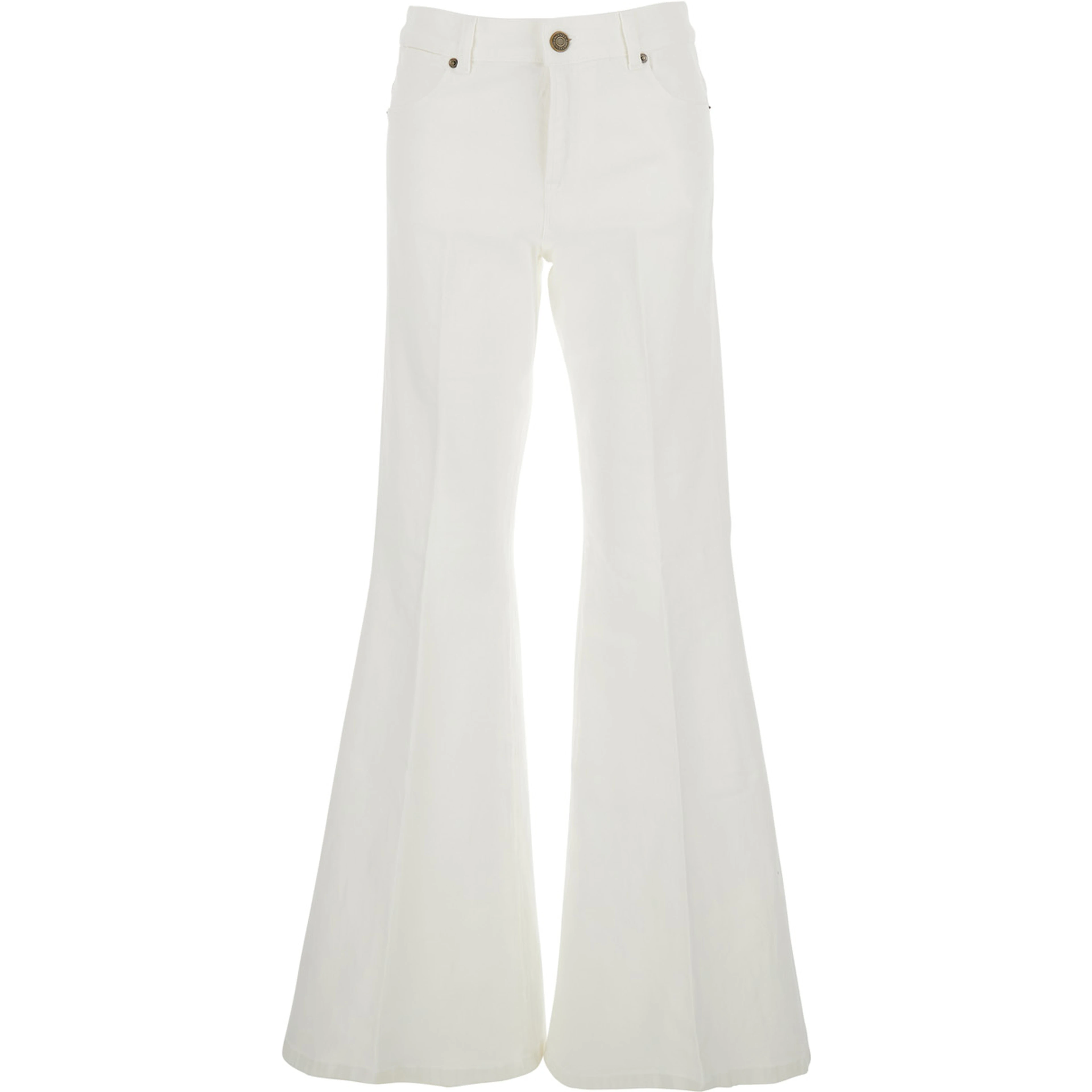 White Palazzo Jeans with Wide Leg and Logo Patch on the Rear in Denim Woman