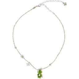 Necklace Pearl Garden with Bear Pendant in Green