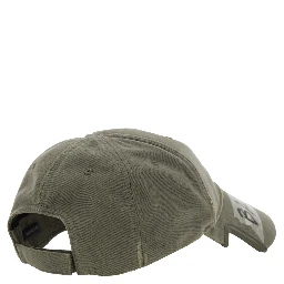 Green Baseball Cap with Maxi Logo Lettering on the Front in Cotton Man