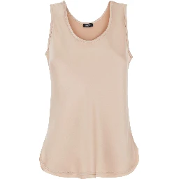 Pink Sleeveless Top with Round Neck in Satin Woman