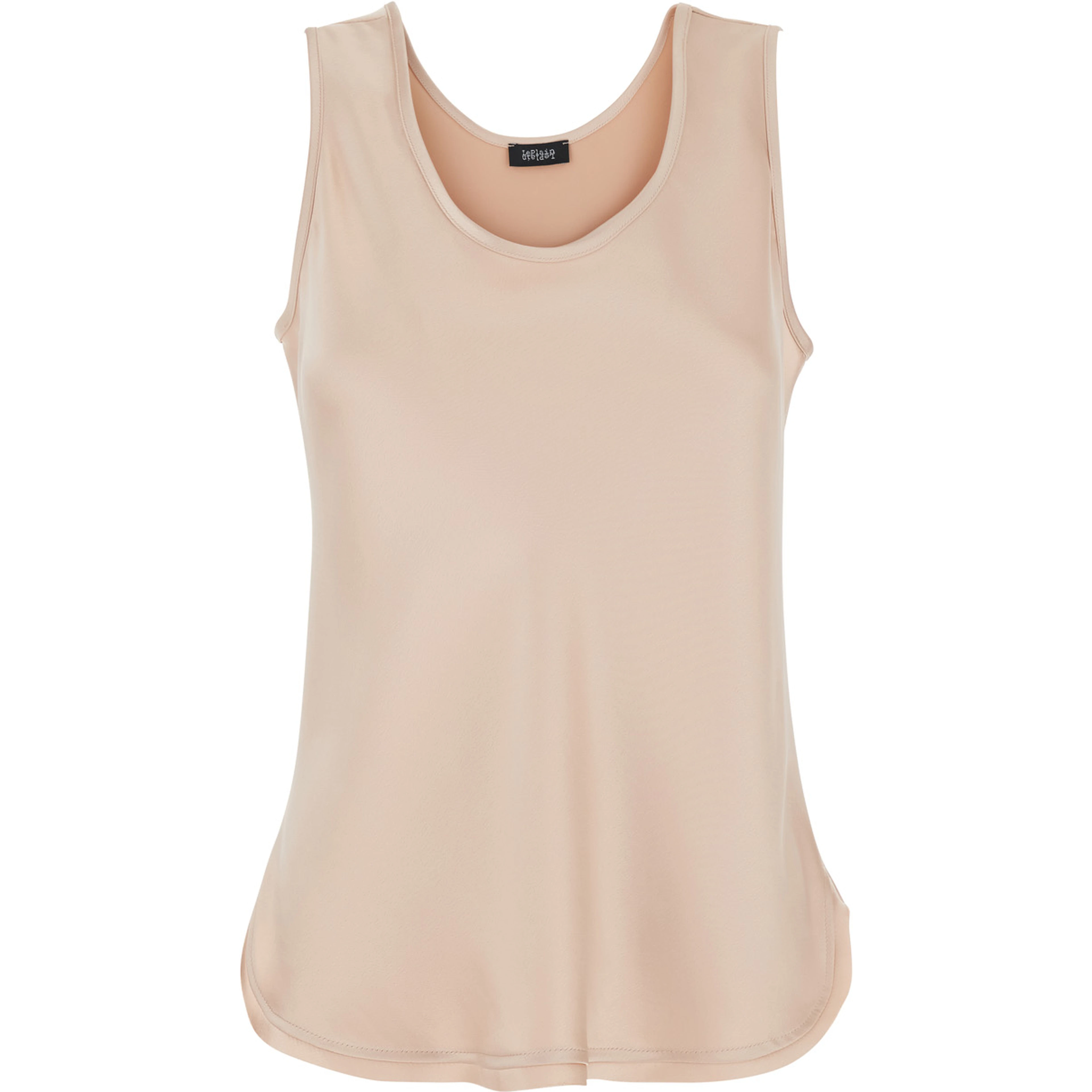 Pink Sleeveless Top with Round Neck in Satin Woman