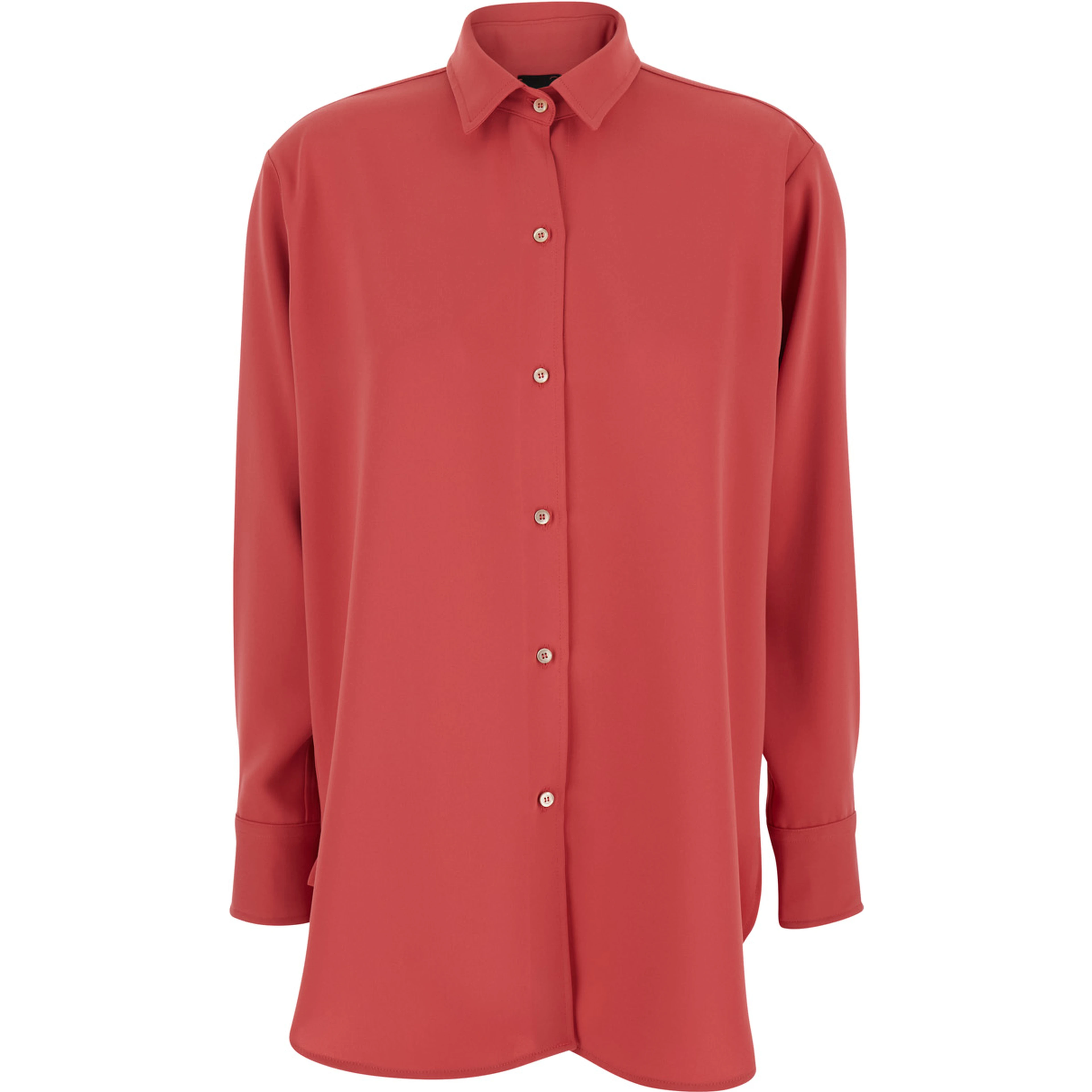 Red Shirt with Classic Collar and Button Closure in Fabric Woman