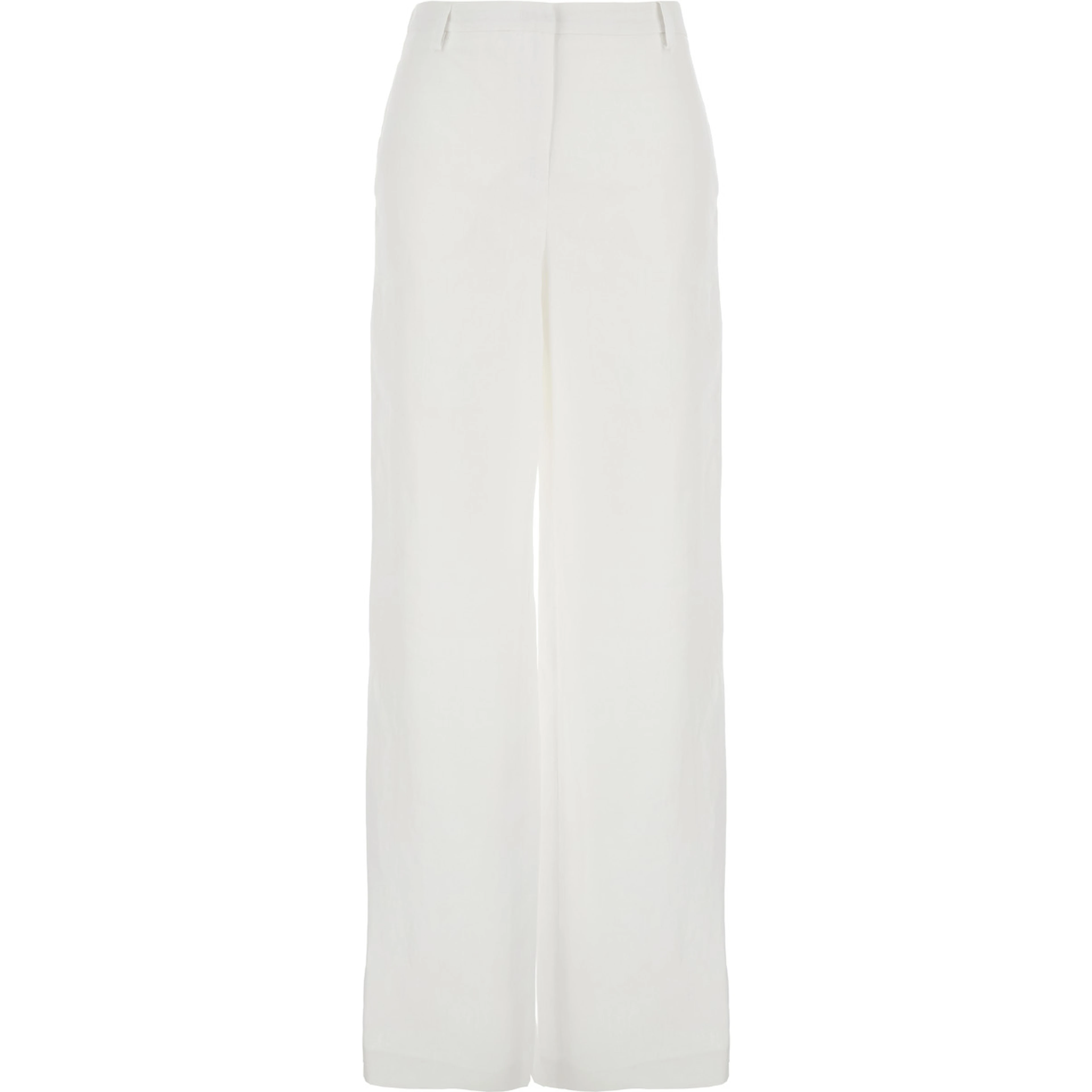 White Wide Leg Pants in Tech Fabric for Women