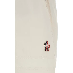 White Shorts with Elasticated Waist and Drawstring and Logo Patch on the Side in Tech Fabric for Women