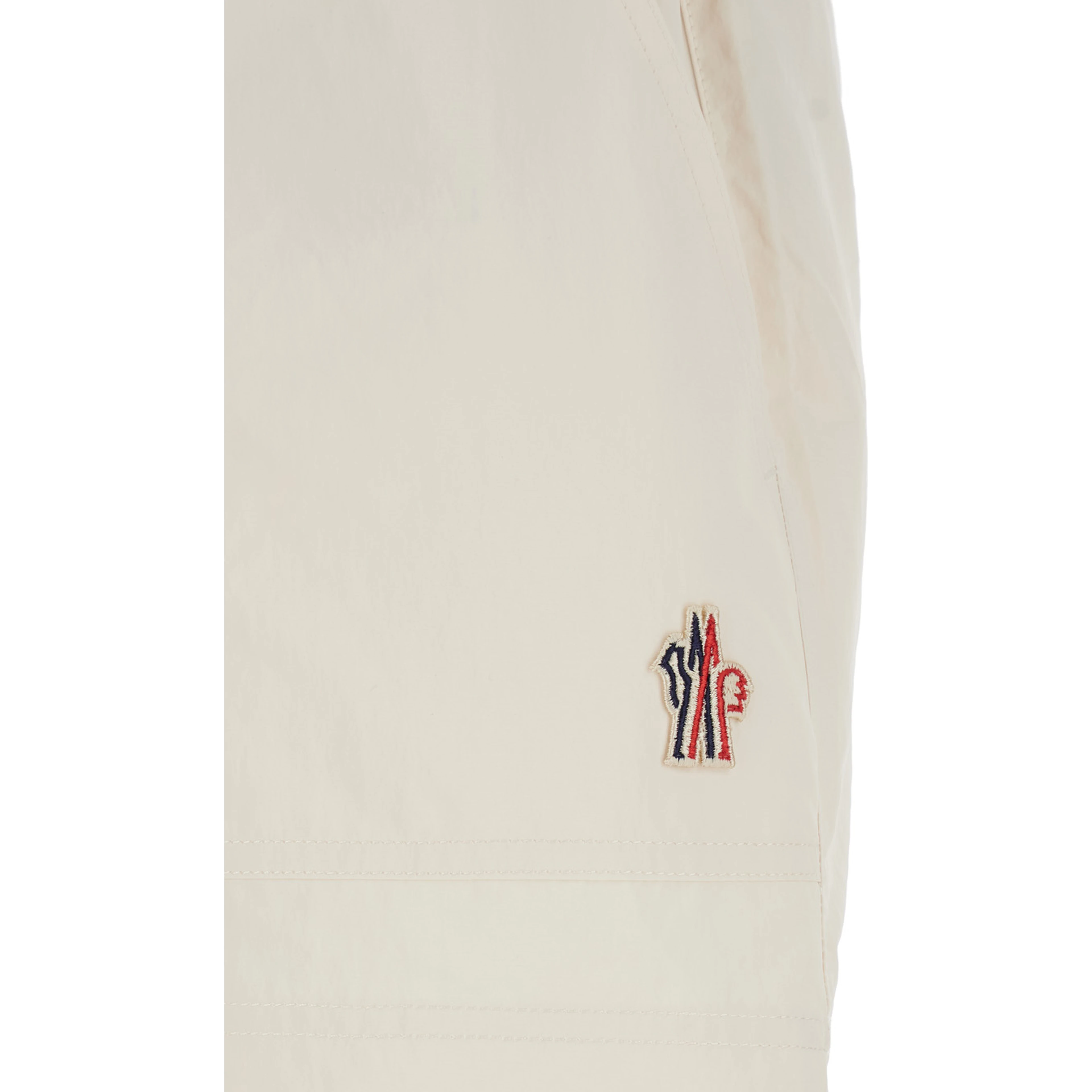 White Shorts with Elasticated Waist and Drawstring and Logo Patch on the Side in Tech Fabric for Women