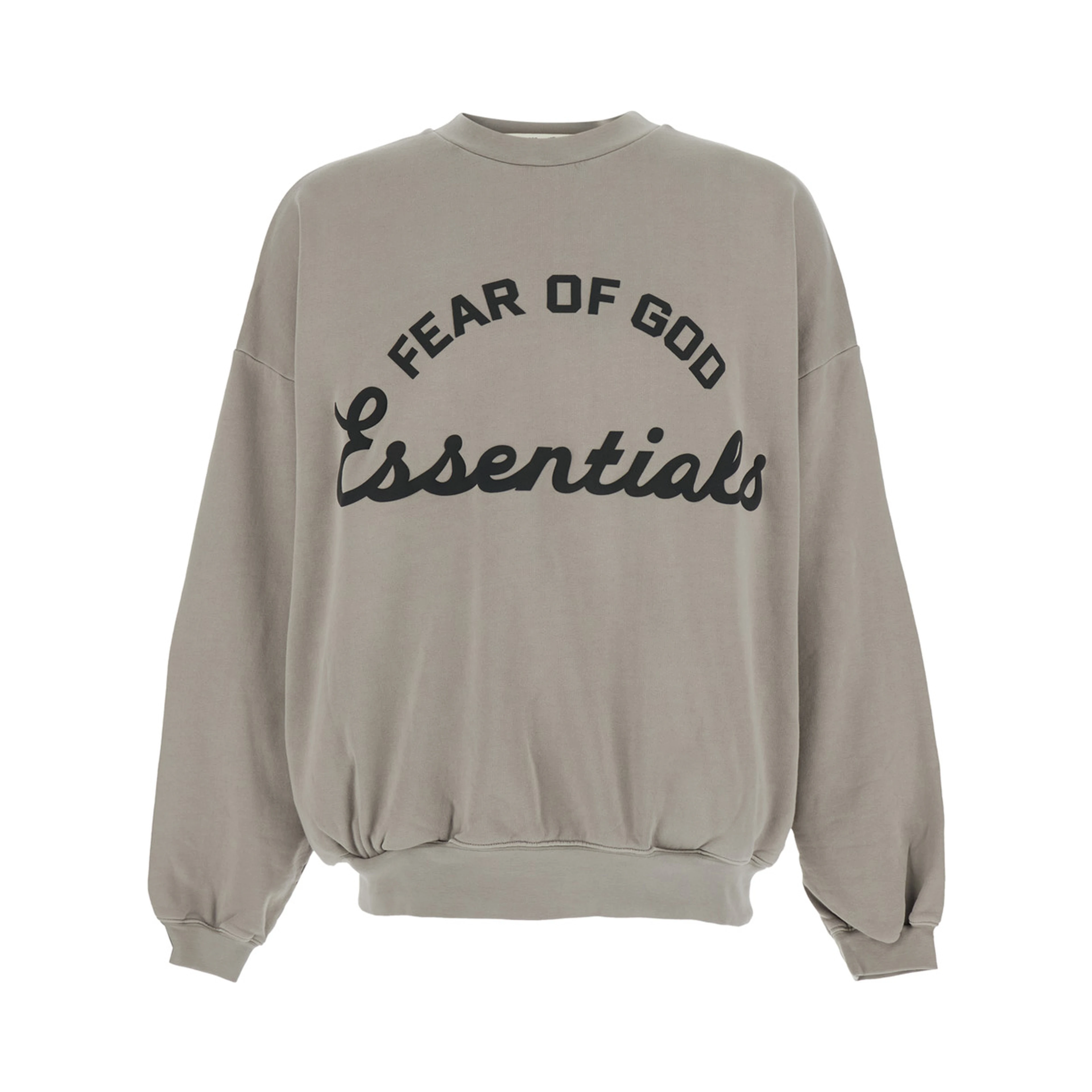 Gray Crewneck Sweatshirt with Dropped Shoulders and Maxi Logo Print on the Front in Cotton for Men