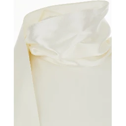 White Sleeveless Top with Scarf Detail with Buttons in Stretch Silk for Women