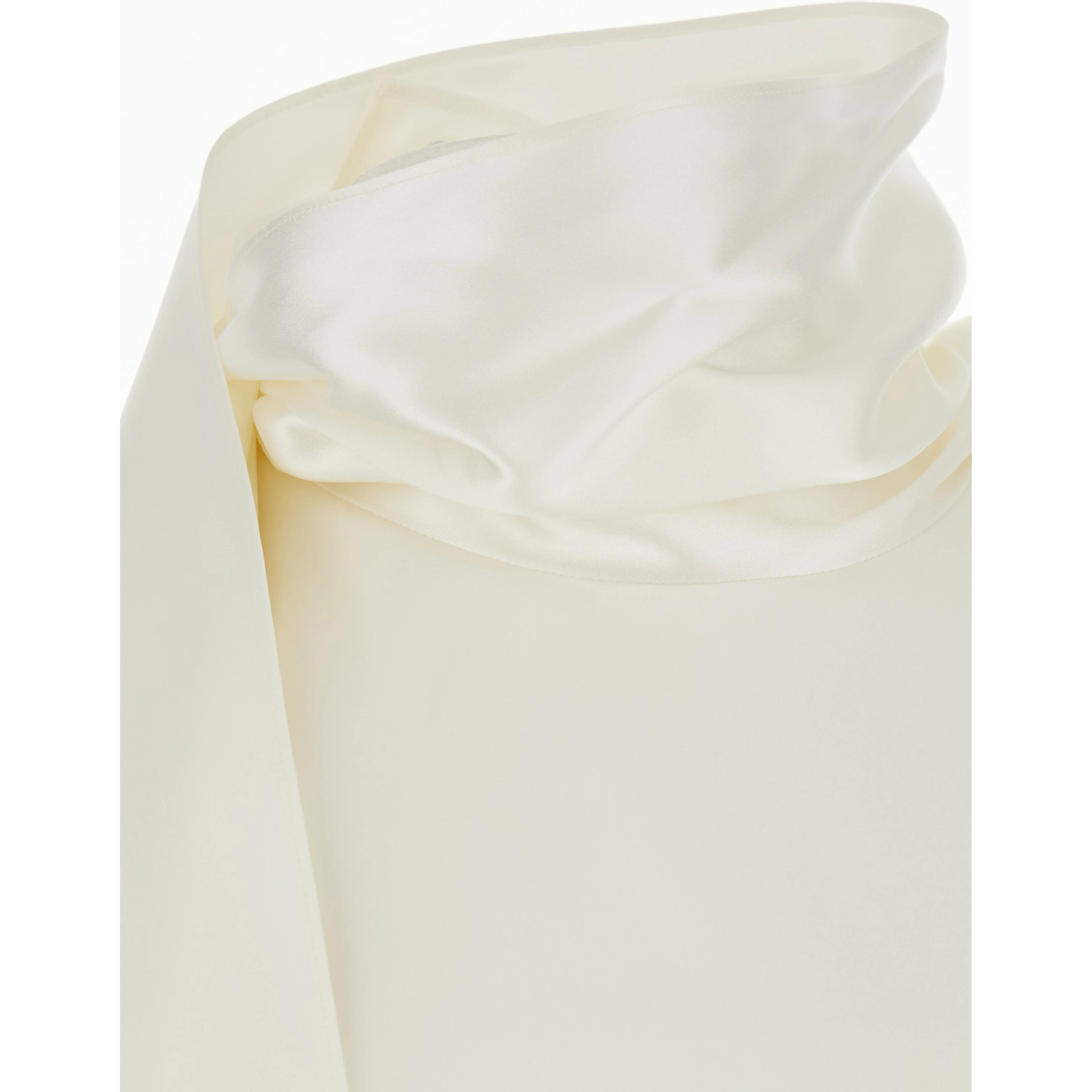 White Sleeveless Top with Scarf Detail with Buttons in Stretch Silk for Women