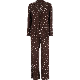 Brown Suit with Polka Dot Motif in Silk Blend Women