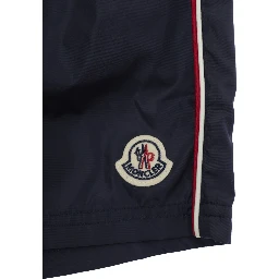 Blue Swim shorts with Patch Logo on the Front and Striped Detail on the Side in Tech Fabric Baby