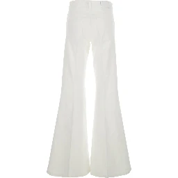 White Palazzo Jeans with Wide Leg and Logo Patch on the Rear in Denim Woman