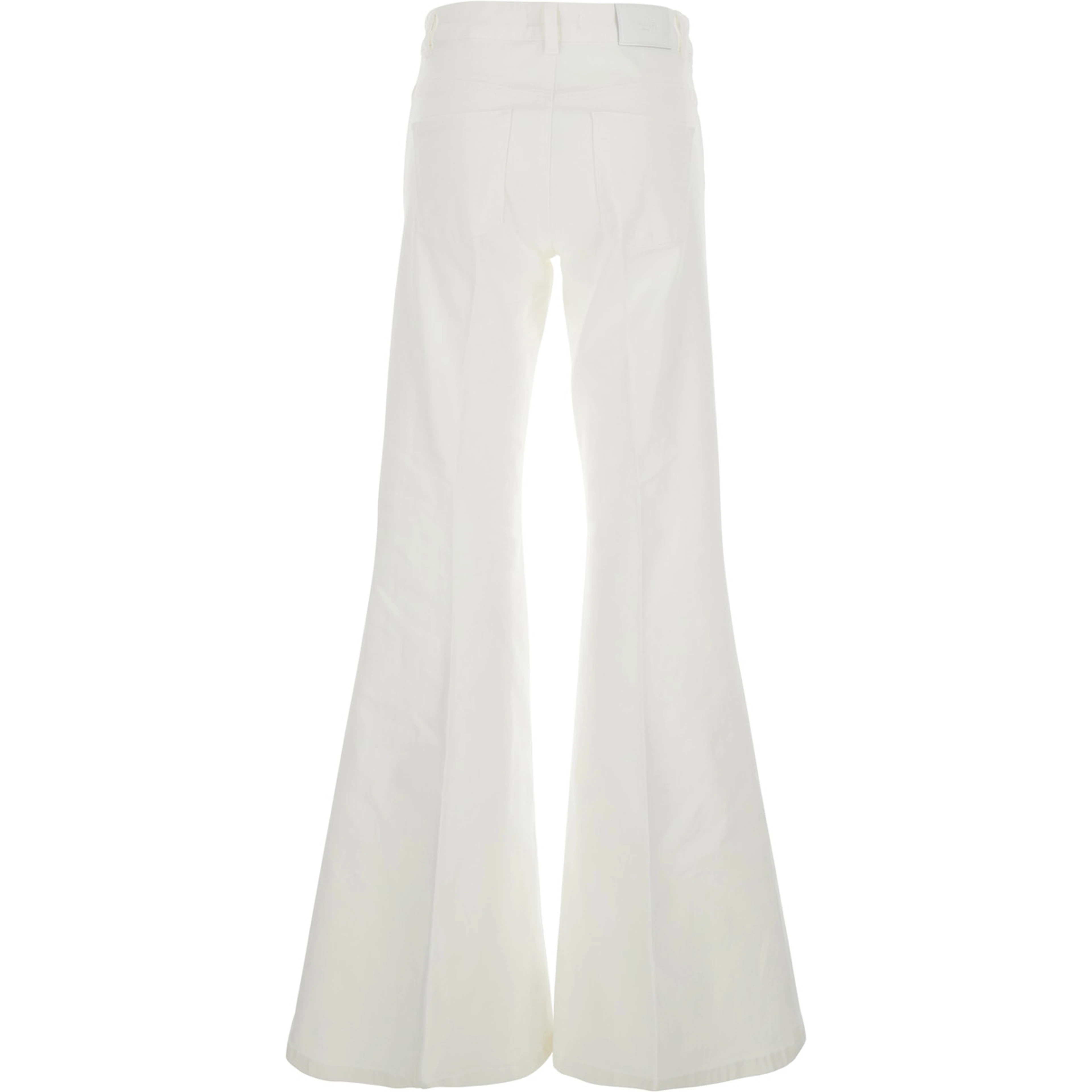 White Palazzo Jeans with Wide Leg and Logo Patch on the Rear in Denim Woman