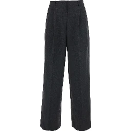 DOUBLE PLEATED WIDE SLACKS with pockets and gray hems men
