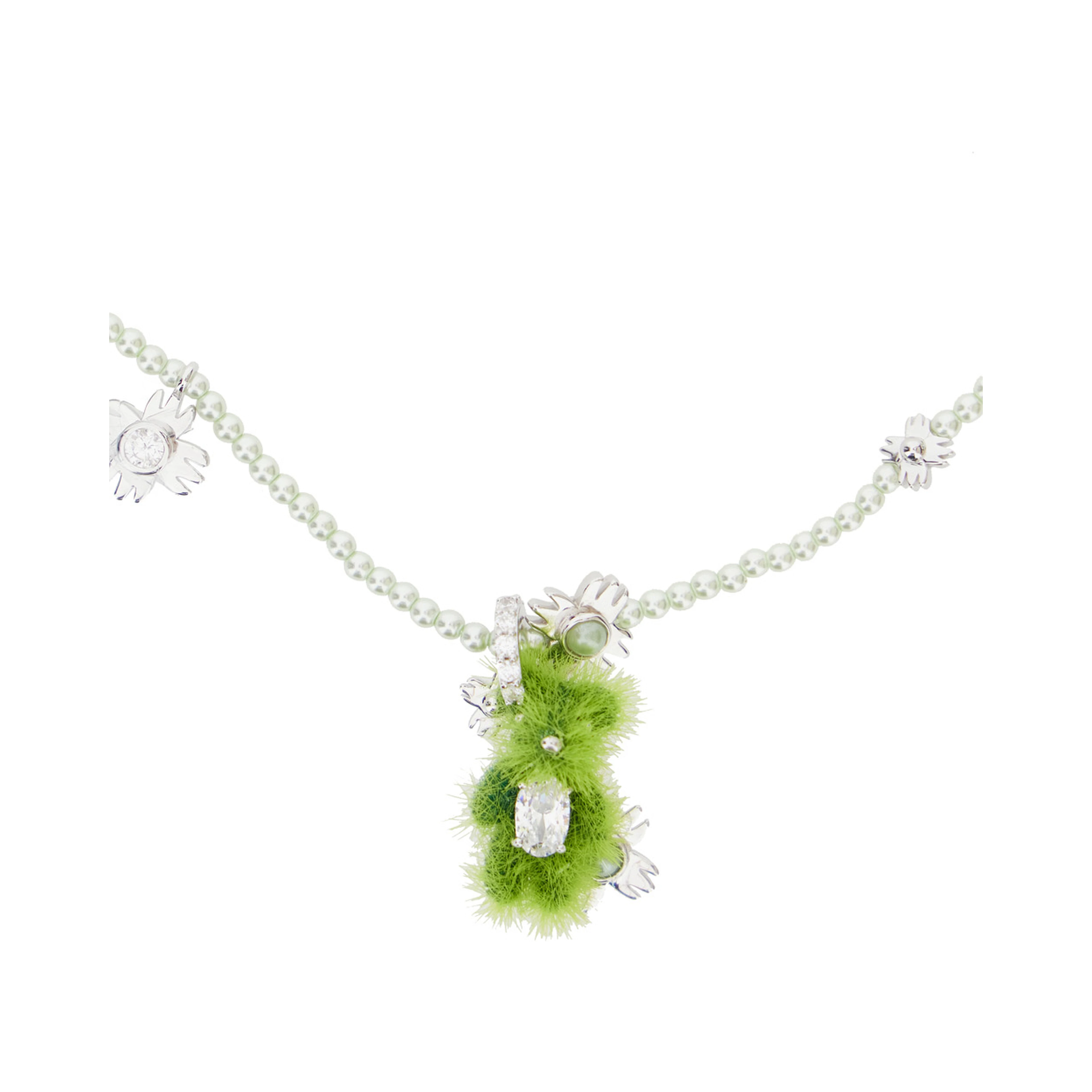 Necklace Pearl Garden with Bear Pendant in Green