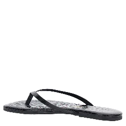 Lily Black Sandals with flip-flop design and Crocodile Effect in Leather Women
