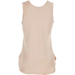 Pink Sleeveless Top with Round Neck in Satin Woman