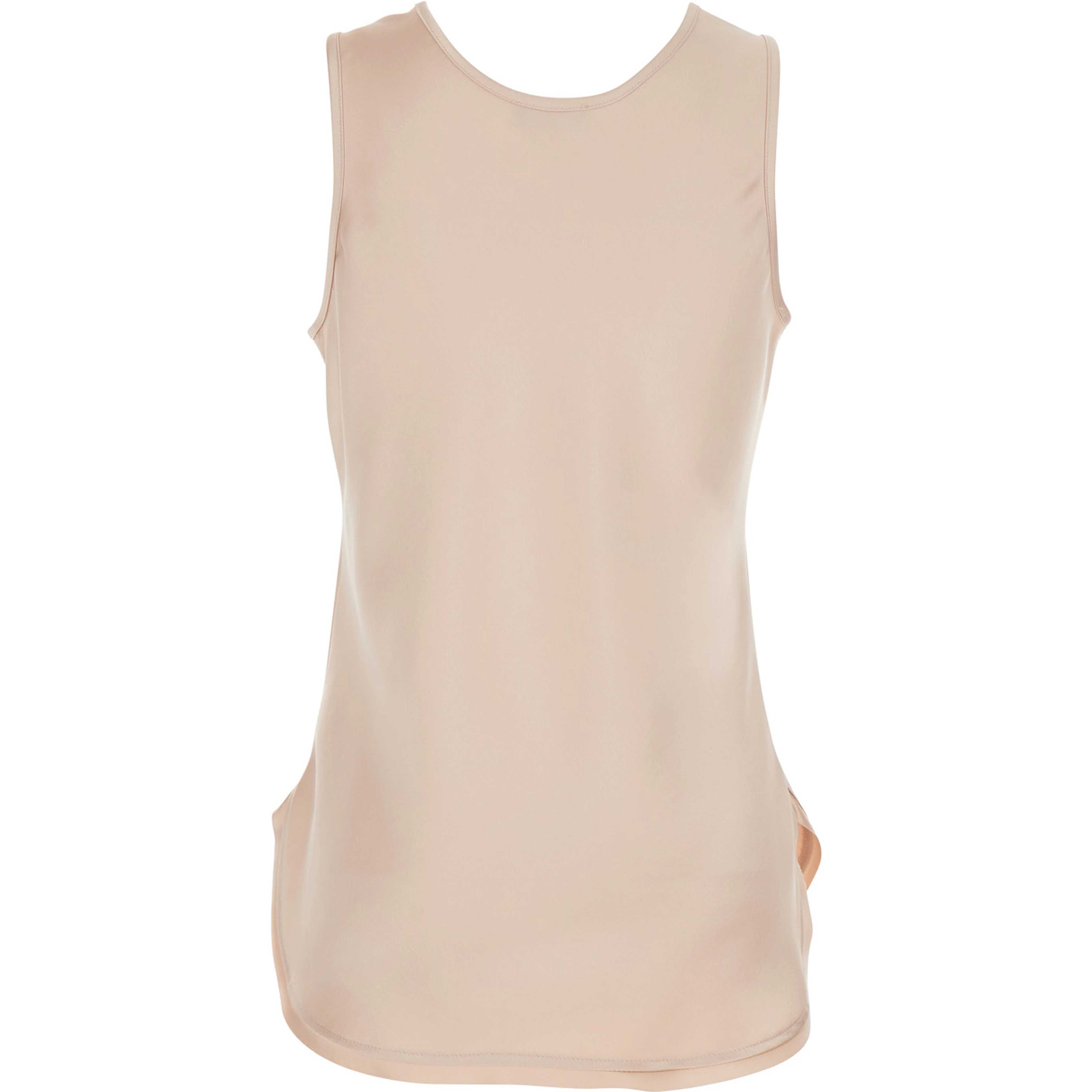 Pink Sleeveless Top with Round Neck in Satin Woman