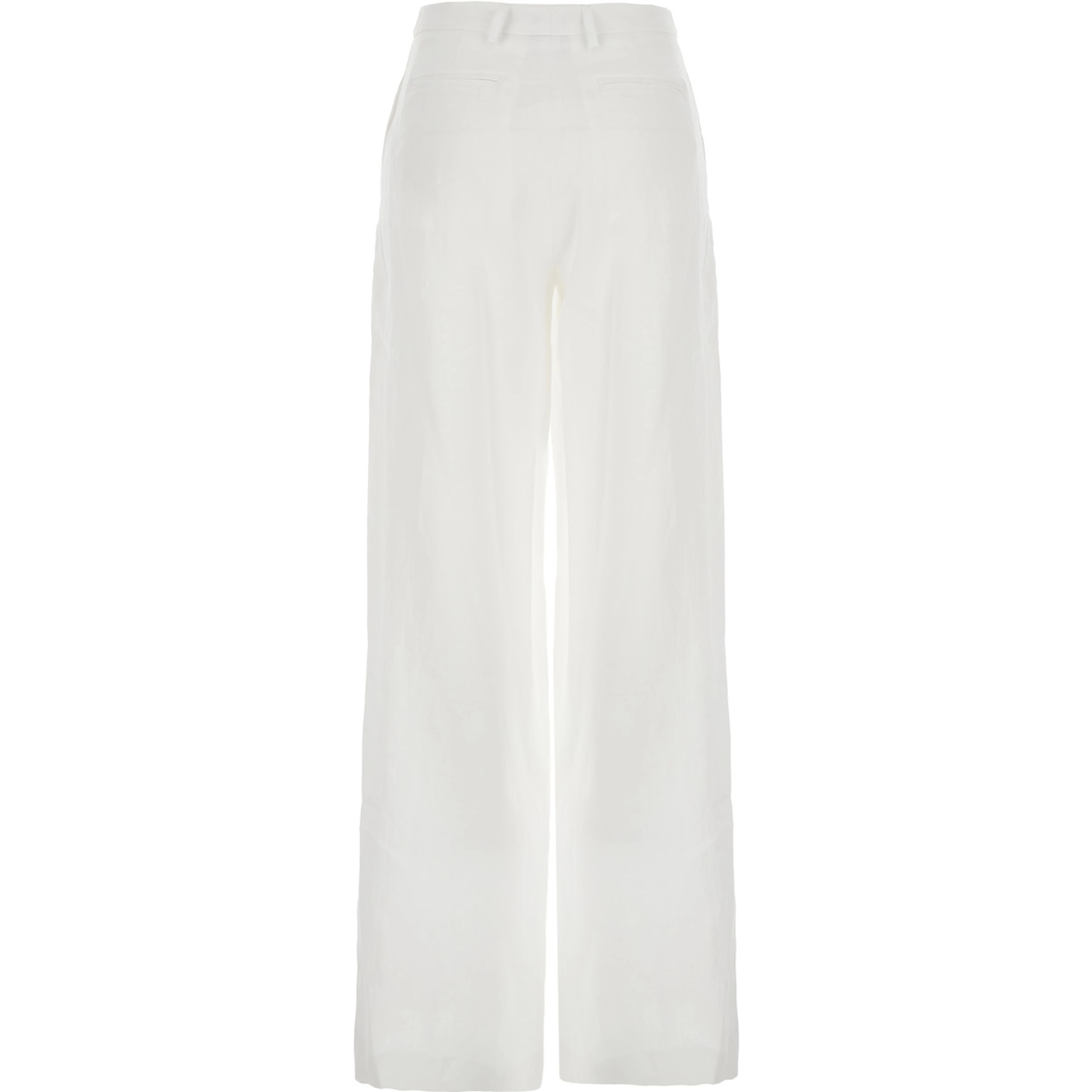 White Wide Leg Pants in Tech Fabric for Women