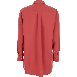 Red Shirt with Classic Collar and Button Closure in Fabric Woman