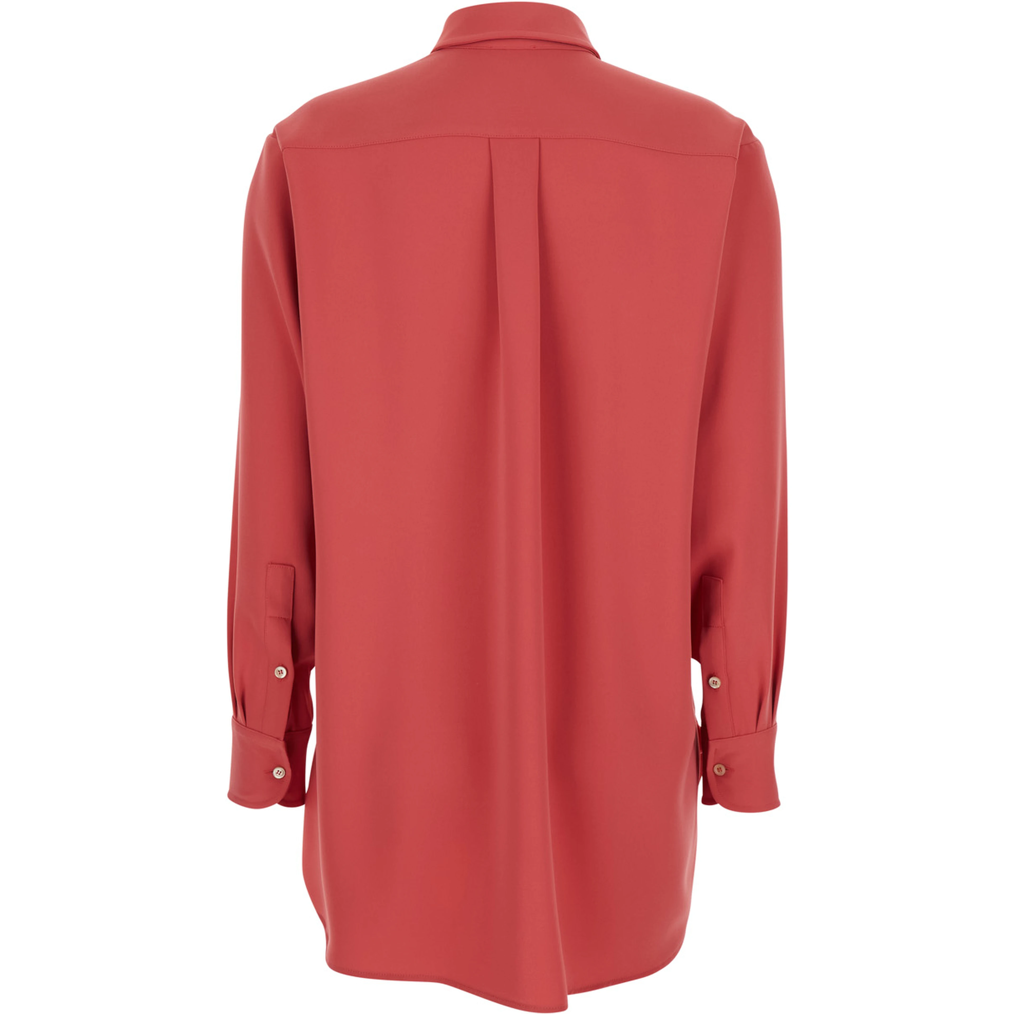 Red Shirt with Classic Collar and Button Closure in Fabric Woman