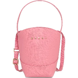 Flower Basket Pink Crossbody bag with Logo lettering and Shoulder Strap in Tech Fabric Girl