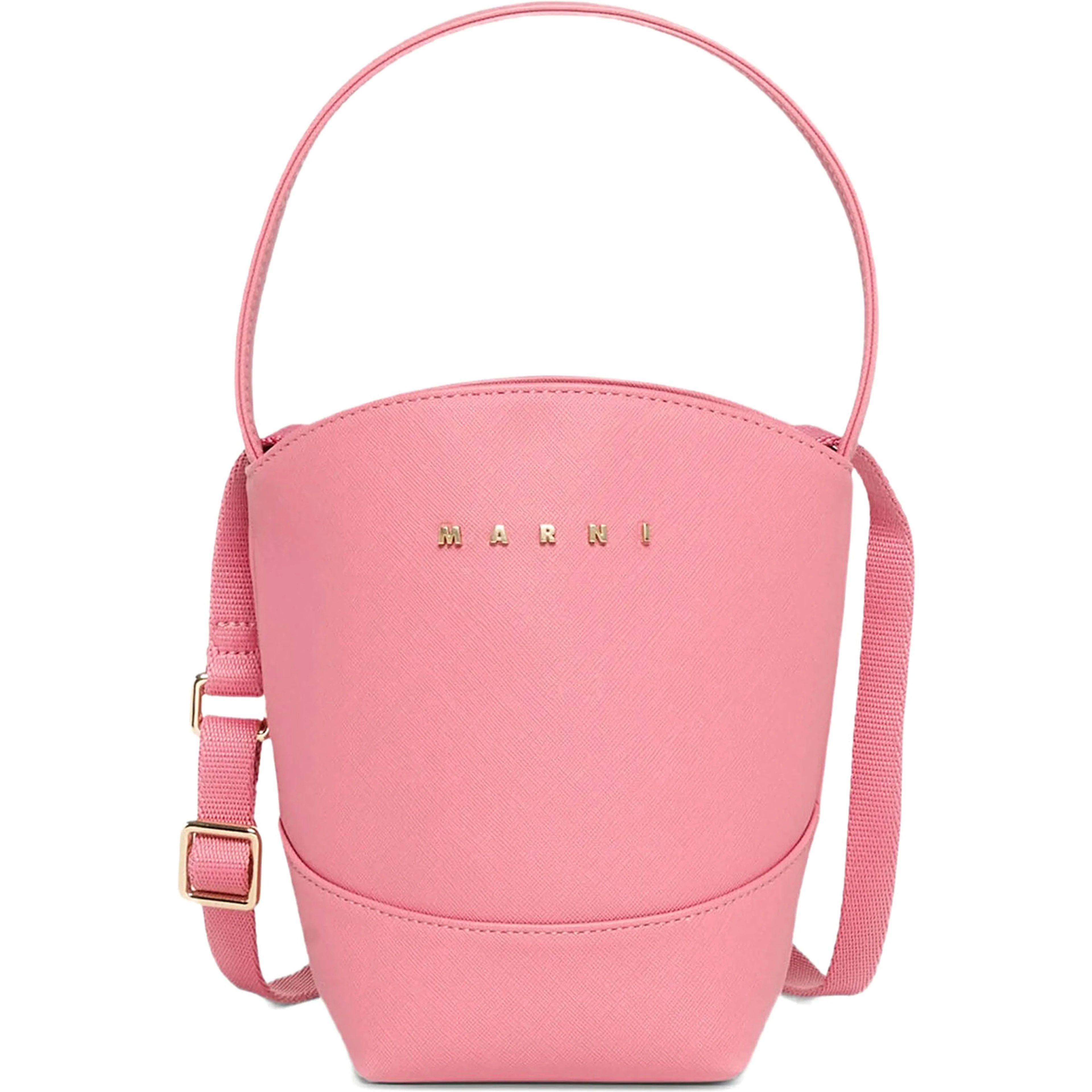 Flower Basket Pink Crossbody bag with Logo lettering and Shoulder Strap in Tech Fabric Girl