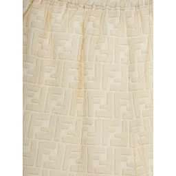 Yellow Shorts with elasticated waist and all-over FF embroidery in linen Boy