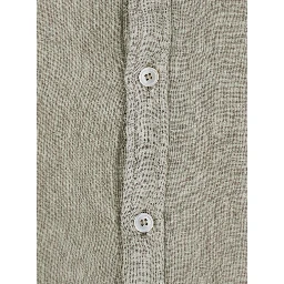 Beige Shirt with Button-Down Collar in Linen for Men